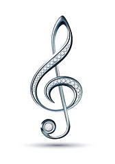 Image showing Silver treble clef with diamonds