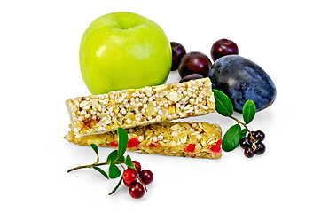 Image showing Granola bar with lingonberries and fruit