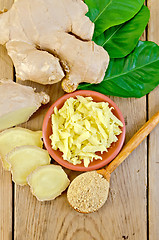 Image showing Ginger grated and ground by the roots and leaves