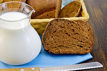 Image showing Rye homemade bread with milk