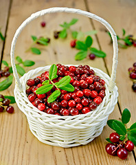 Image showing Lingonberries in a white wicker basket