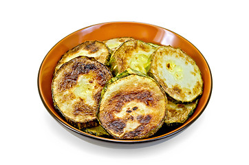 Image showing Zucchini fried in ceramic ware