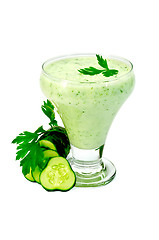 Image showing Yoghurt green with cucumber and parsley