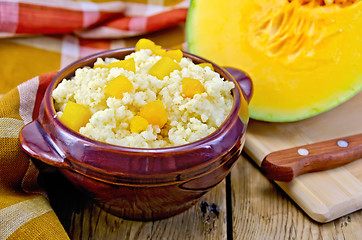 Image showing Porridge millet with pumpkin and knife