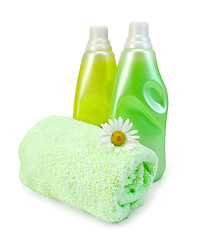 Image showing Fabric softener in two bottles with chamomile