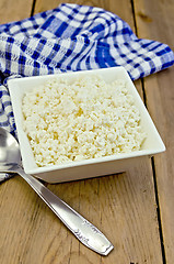 Image showing Curd with blue napkin on the board