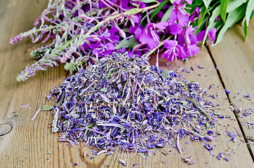 Image showing Herbal tea from fireweed dry and fresh