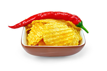 Image showing Chips in a bowl of hot peppers