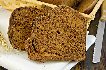 Image showing Rye homemade bread on a white napkin