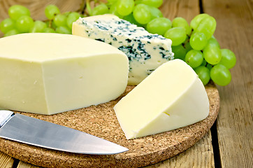 Image showing Cheese blue and suluguni on the board