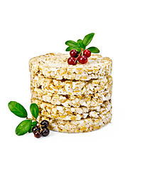 Image showing Crispbread with lingonberries