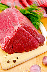 Image showing Meat of a beef on the board in one piece