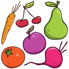 Image showing Vector set. Fruits and vegetables