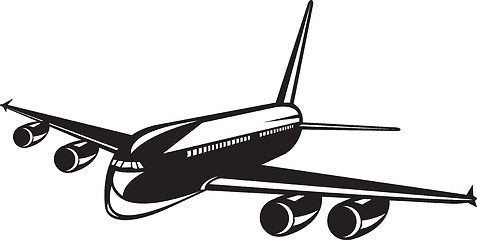 Image showing Commercial Jet Plane Airline Woodcut