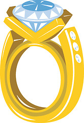 Image showing Diamond Gold Ring Retro