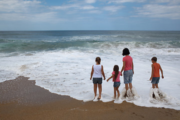 Image showing Family on the beach