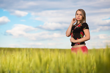 Image showing Thoughtful young lady