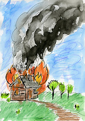 Image showing Burning house