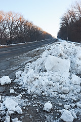 Image showing Big snow hummock on the roadside