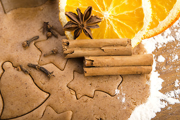 Image showing Baking ingredients for Christmas gingerbread 