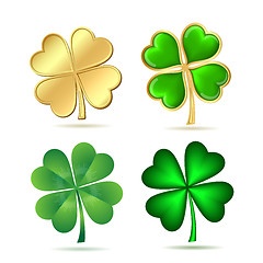 Image showing Set of four-leaf clovers isolated on white.