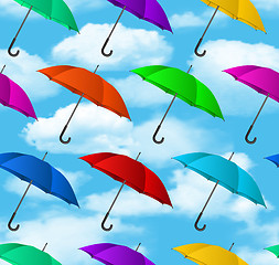 Image showing Seamless colorful umbrellas background