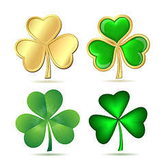 Image showing Set of  clovers isolated on white.