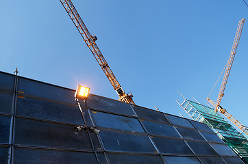 Image showing industrial landscape, construction, cranes 