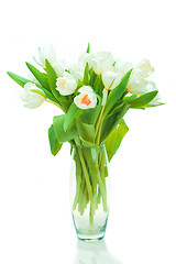 Image showing Beautiful tulips in glass vase