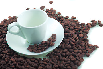 Image showing Coffee beans and cup