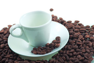Image showing Coffee beans and cup