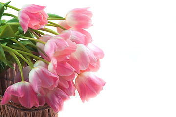 Image showing Bright flowers in basket