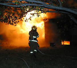 Image showing lone firefighter