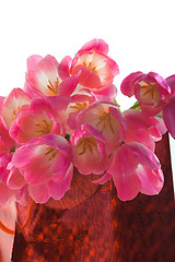 Image showing Bouquet of tulips in gift package