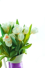 Image showing White tulips in vase
