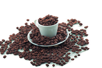 Image showing Coffee beans and cup