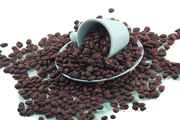 Image showing Coffee beans and cup