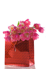 Image showing Bouquet of tulips in gift package