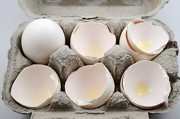 Image showing egg and egg shells in container