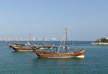 Image showing Small dhows and Pearl development