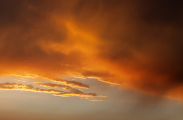 Image showing Fiery sunrise sky on summer sea