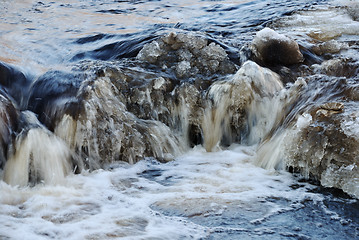 Image showing waterfall, foaming and splashing waves of a river