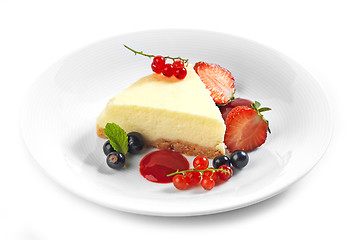 Image showing cheesecake on white plate