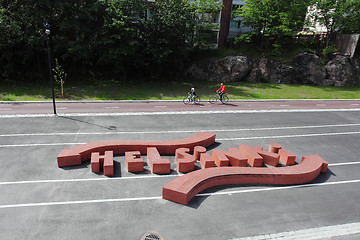 Image showing HELSINKI, FINLAND ? JUNE 26: cyclists on the bike path Baana and