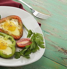 Image showing Fried Eggs With Sweet Pepper 