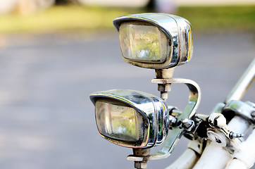 Image showing two old vintage bicycle lights