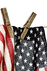 Image showing american flag on a clothesline