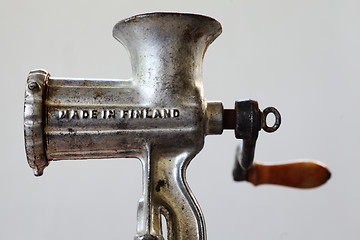 Image showing  Finnish vintage meat grinder with inscription Made in Finland