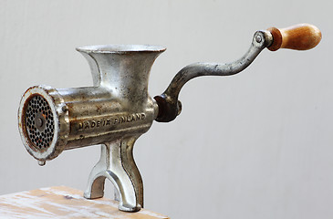 Image showing  Finnish vintage meat grinder with inscription Made in Finland