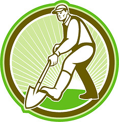 Image showing Gardener Landscaper Digging Shovel Circle